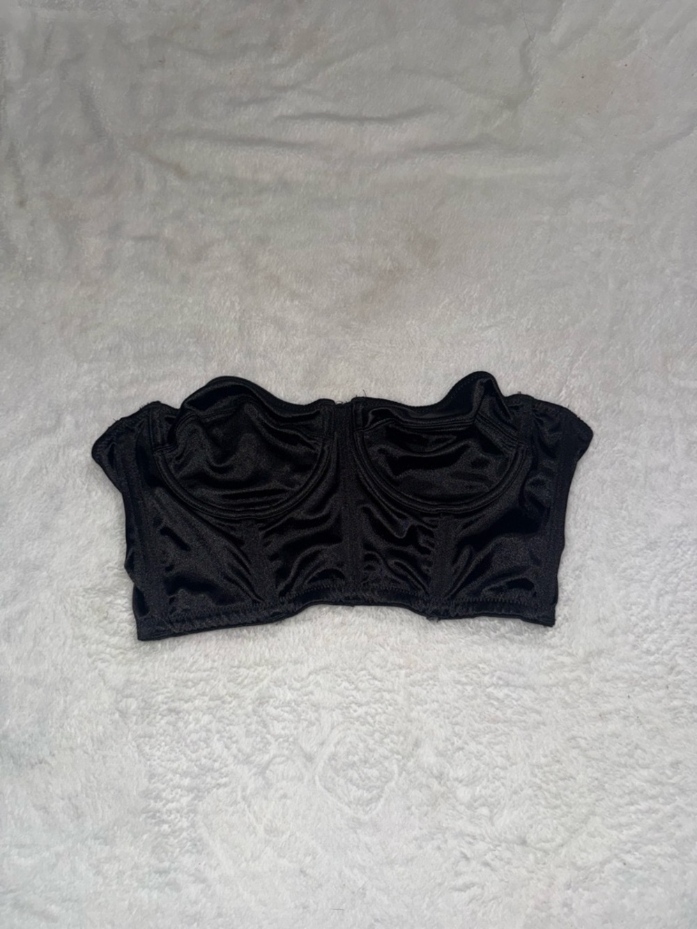 black satin strapless bustier crop top by Out From Under 😮‍🔥